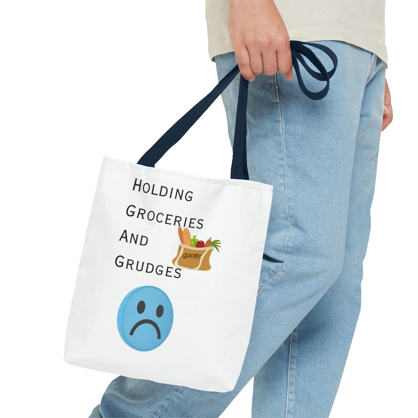 Funny Grocery Tote Bag - 'Holding Groceries and Grudges'