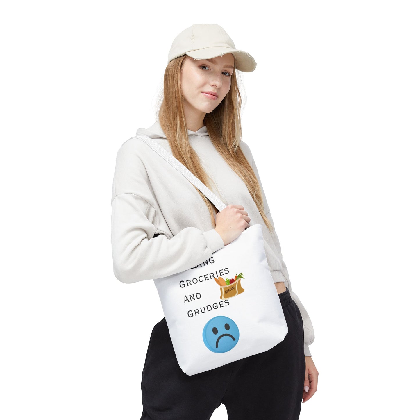 Funny Grocery Tote Bag - 'Holding Groceries and Grudges'